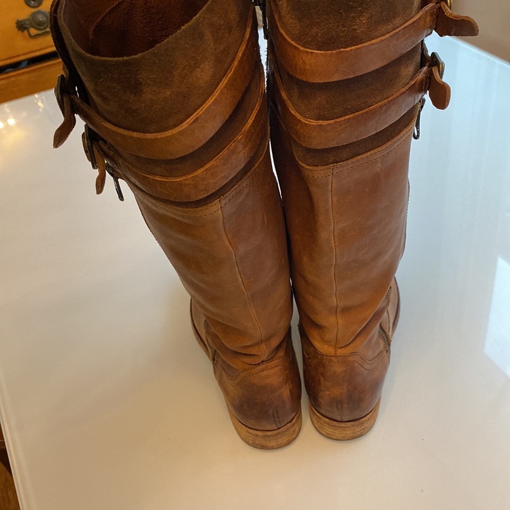 Tall brown leather boots side zipper Kork-ease - Picture 5 of 6